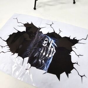 Gothic Horror ✦ Skull “Screw Off” Vinyl Sticker ✦ Black Waterproof Decal NWT